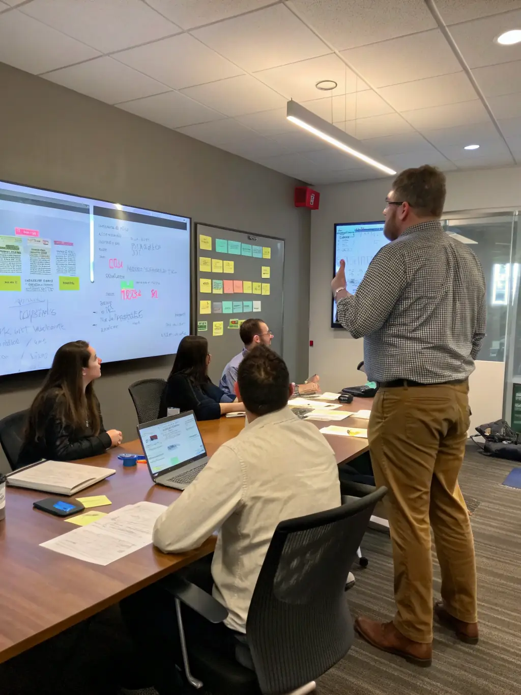 A project manager leading a team meeting, emphasizing Aventrix's Project Management expertise.